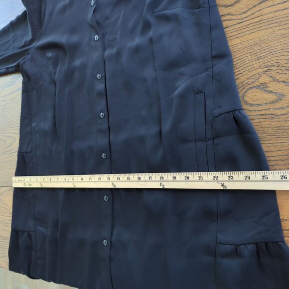J. Jill Wearever Collection Black Shirt Dress M Button Front Ruffle Tiered Back - Picture 12 of 16